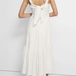 Theory Linen Sleeveless Midi Dress (white / size: S)
